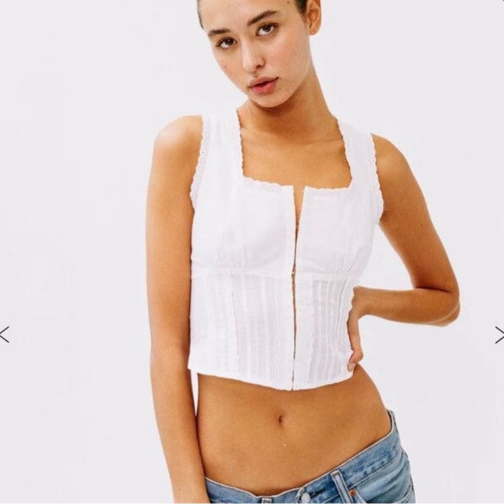 With Jean White Fitted Crop Tank Top